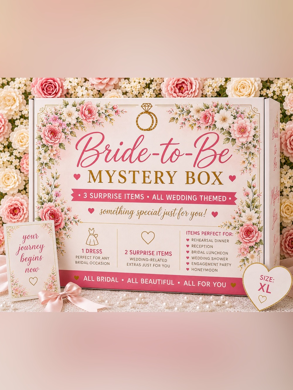 Bride-to-Be Mystery Box Size X Large Bridal Wedding Bundle and Save